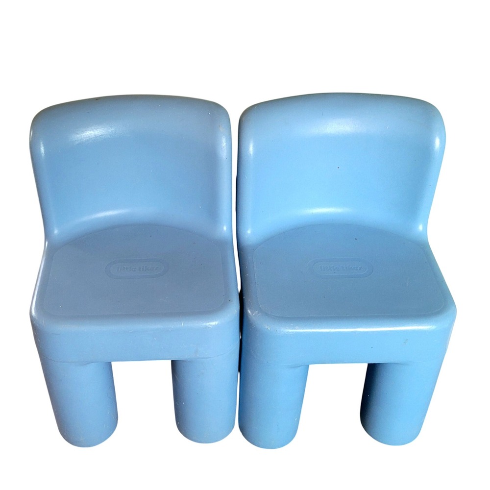 Vintage 19" Little Tikes Blue Chunky Chairs Plastic Toddler Child Sized Set of 2